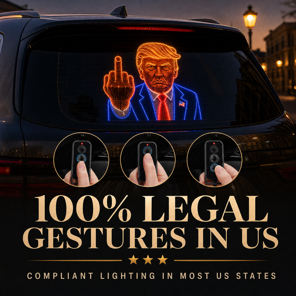 Middle Finger Trump Car Light